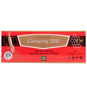 Płyn Ginseng 200, Żeń-Szeń, mleczko pszczele i miód 10x10ml