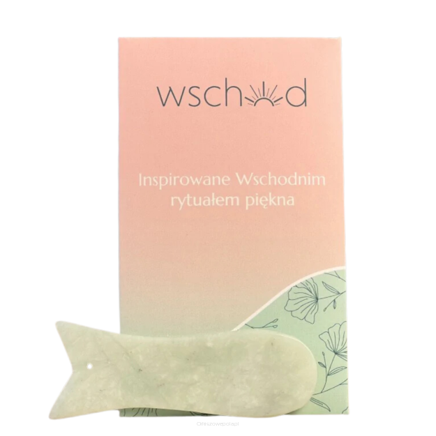 Kamień Gua Sha z jadeitu do masażu twarzy - Wschód - rybka R22