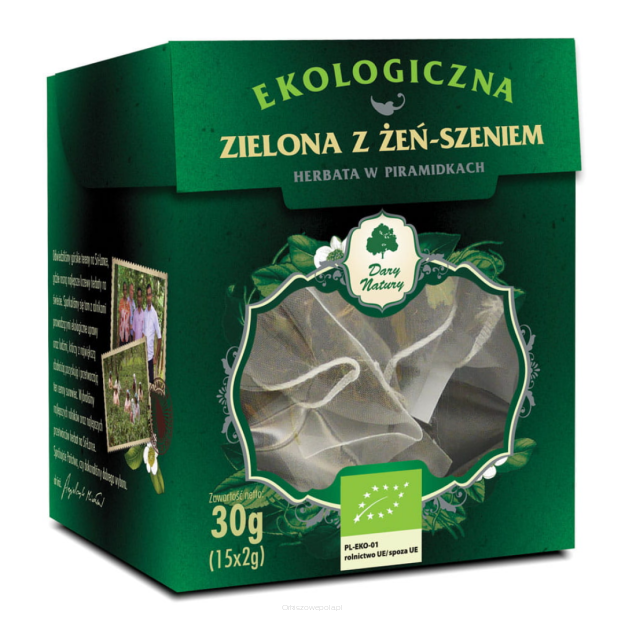 Herbata zielona z żeńszeniem (15 x 2g) Dary Natury