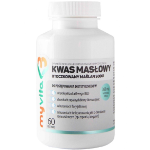 Kwas masłowy (Maślan sodu) 360 mg 60 kapsułek MyVita