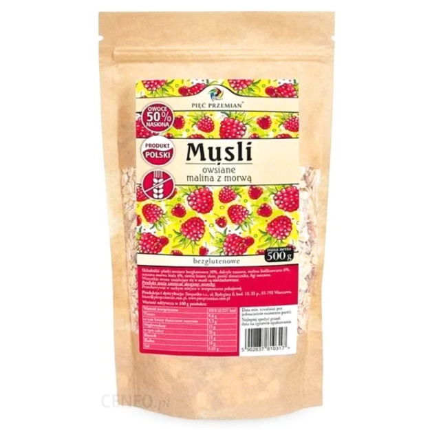 Musli owsiane z malinami bezglutenowe 500g Simpatiko